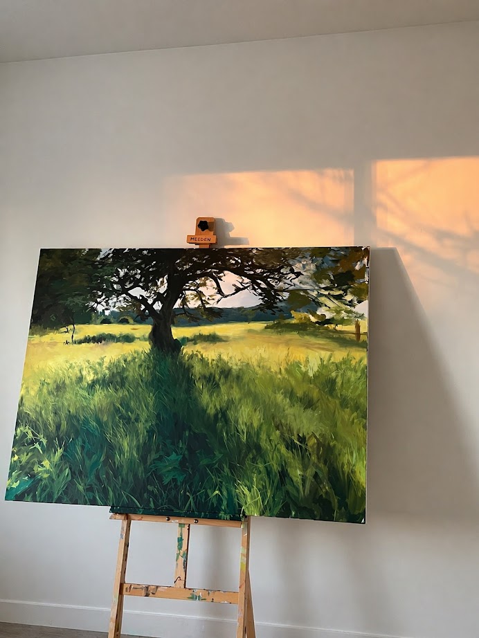 Fine art painting in the studio